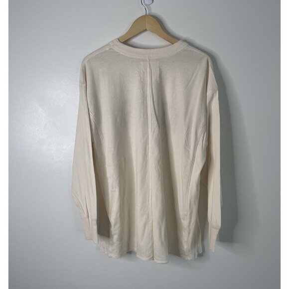 Aerie Shirt Womens Large Cream New York Graphic Long Sleeve Crewneck Tee NYC - Picture 2 of 8